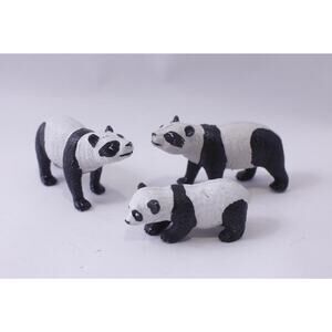 Little Pandas, Set of 3 PVC Figurines, Mother Father and Baby Panda, Cute